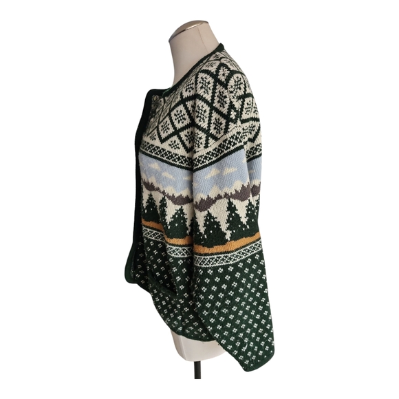 Vintage 80s Winter Landscape Cardigan Button Up XL - Picture 6 of 9